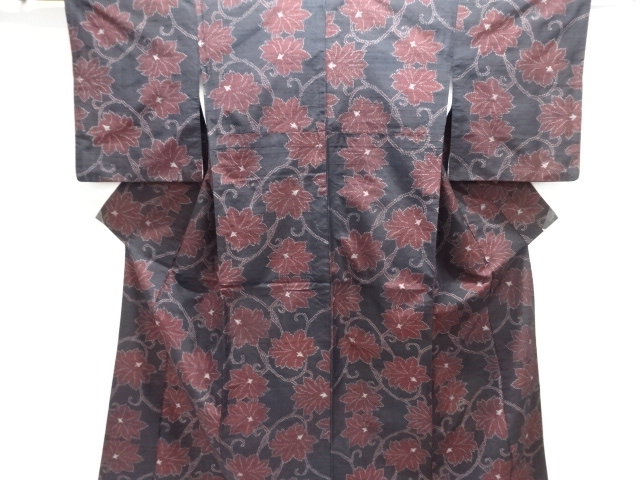 JAPANESE KIMONO / ANTIQUE FLORAL ARABESQUE PATTERN WOVEN TOKAMACHI TSU